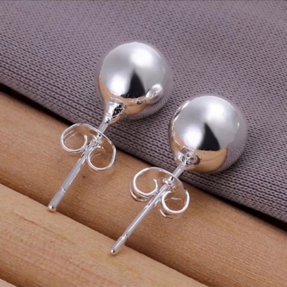 💗 Silver Bead Ball Stud Earrings 8mm NEW - Picture 11 of 11